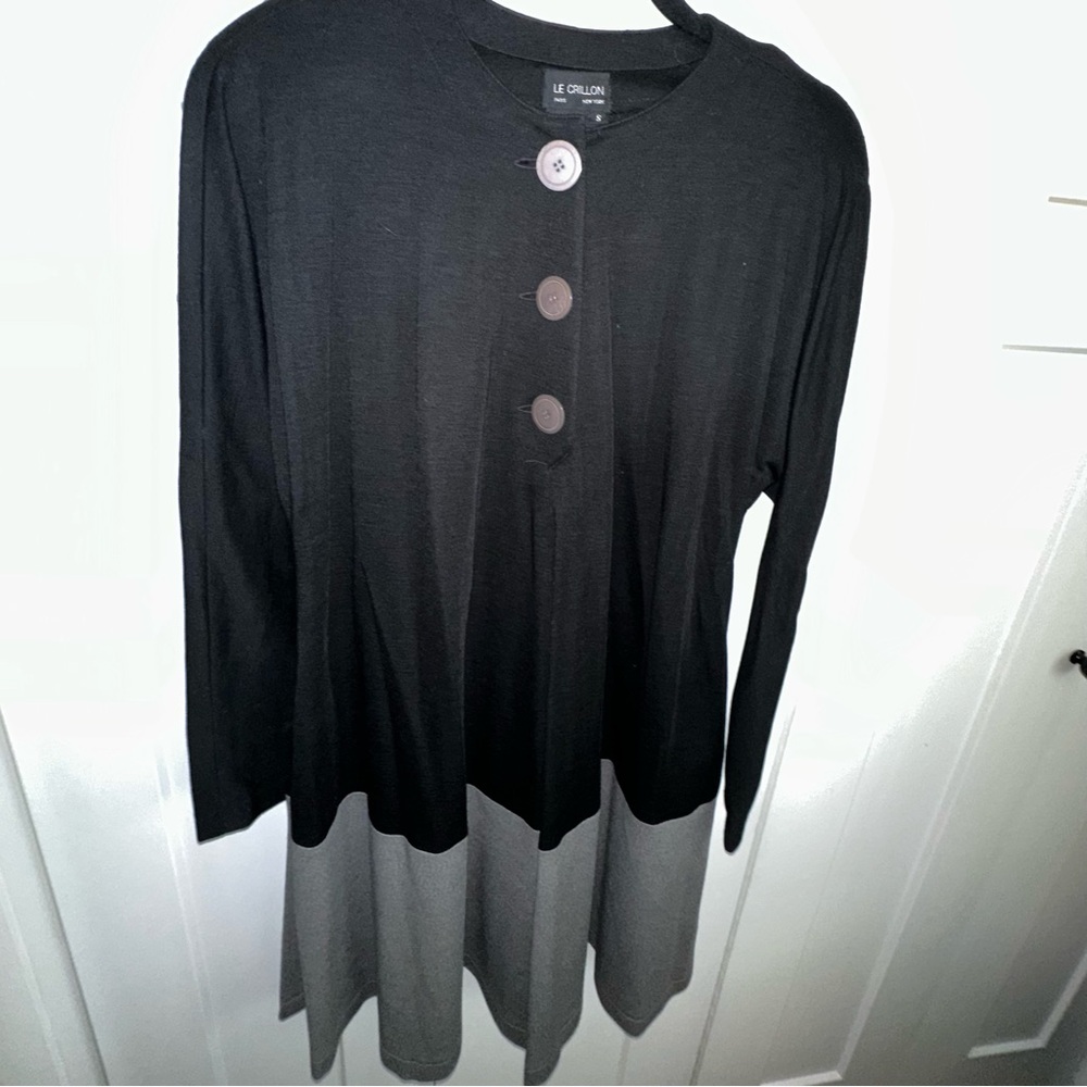 Women's Le Crillon Black and Grey Wool Oversized Flowy Dress - S